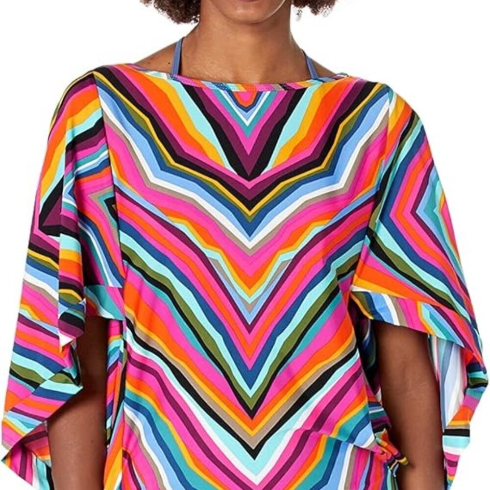 Trina Turk Louvre Striped Batwing Swing Tunic Coverup size Small (has stretch) - Picture 10 of 11